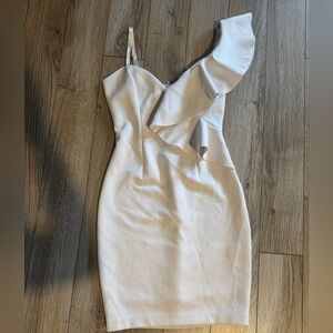 Guess One Shoulder Ivory Bodycon Dress